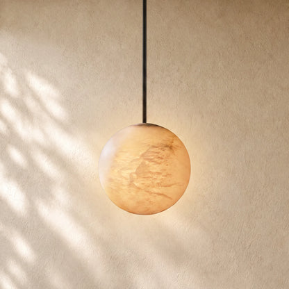 Brielle Alabaster Carved Globe Pendant Light
