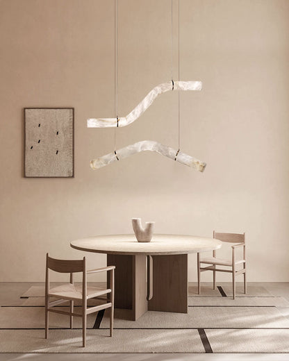 Minimalist Long Cord Ceiling Pendant Alabaster Lighting