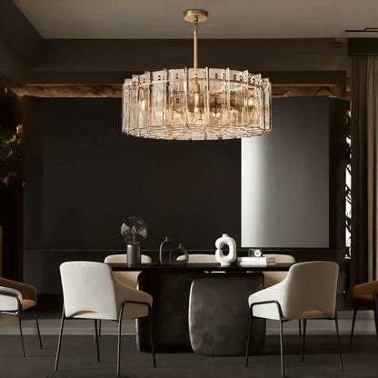 Lattic Smoke Glass Round Chandelier 36'' 48'' - 48''ClearLacquered Burnished BrassMorylighting