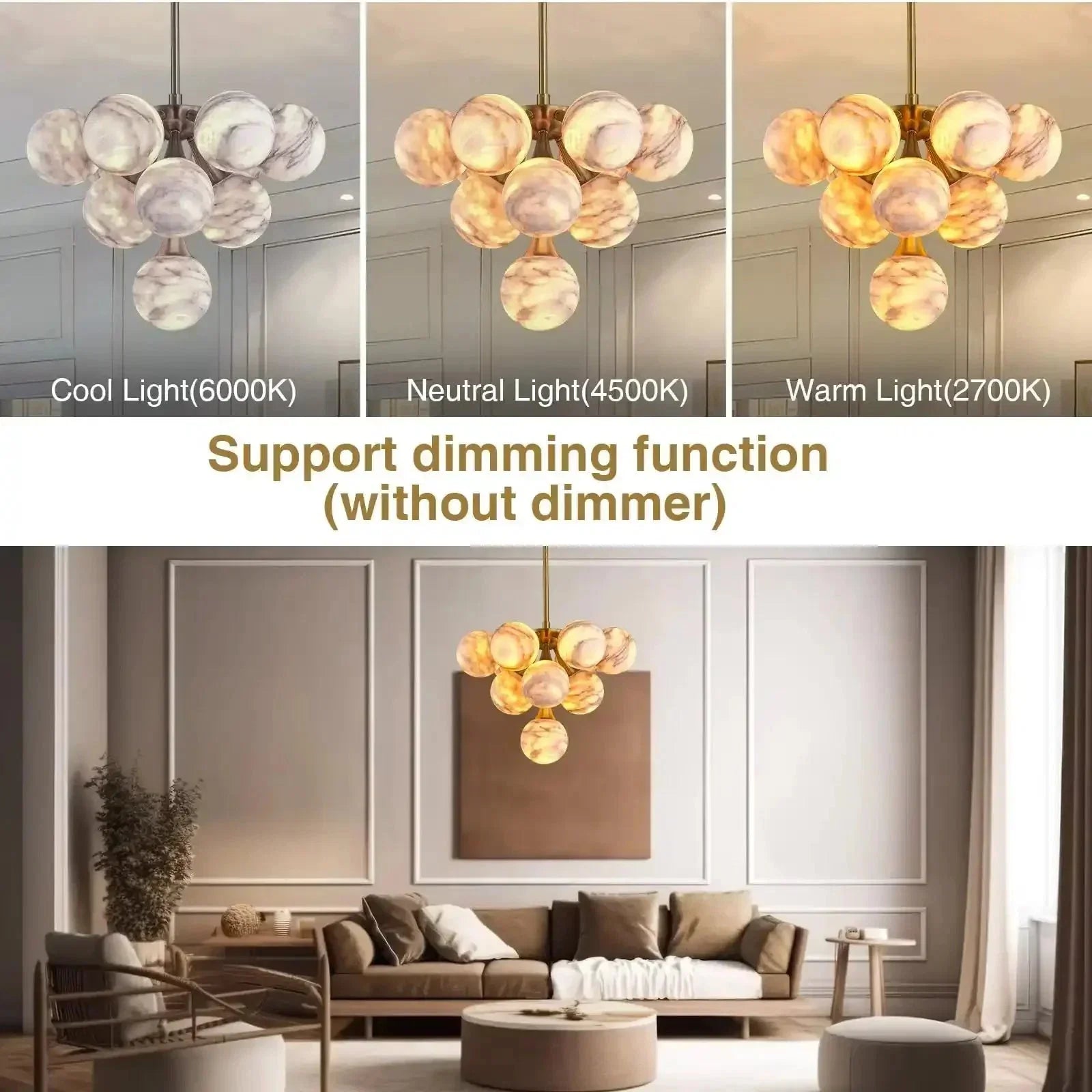 Mid Century Modern Sputnik 12 Light Gold Alabaster Globe Chandelier | Morylighting (33)