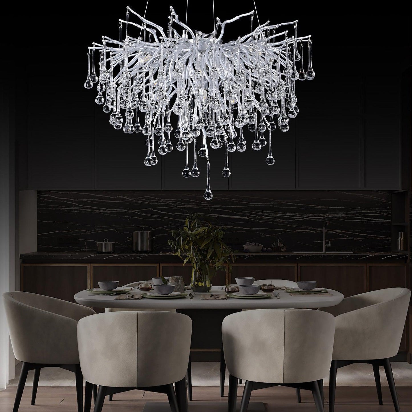 Doris Rain Branch Chandelier Dia 23.5" Silver