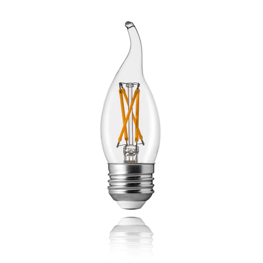 E12 Clear Glass LED Candle Bulb, 4W 2700K Warm White