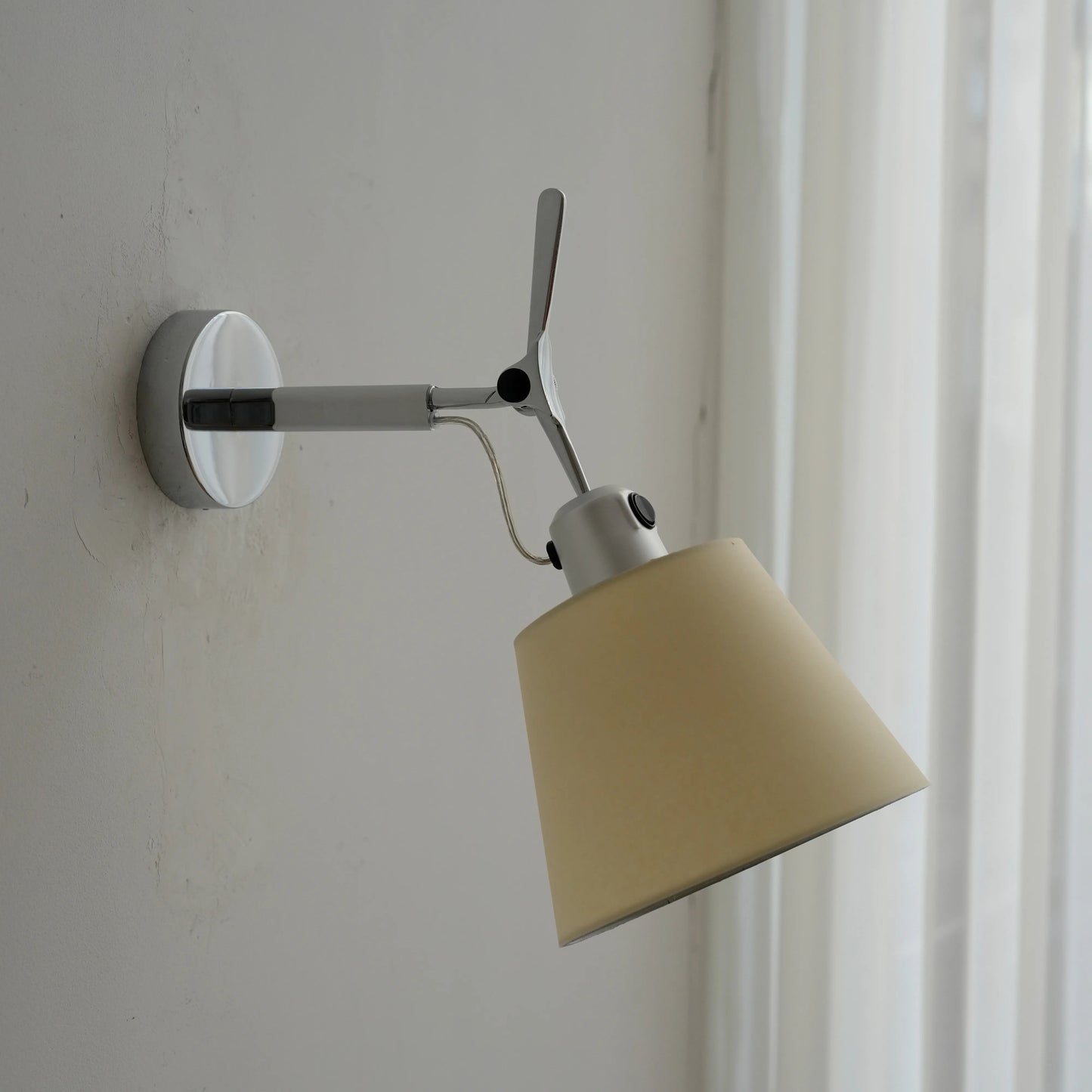 Adjustable Parchment Swing Arm Wall Sconce