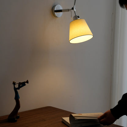 Adjustable Parchment Swing Arm Wall Sconce