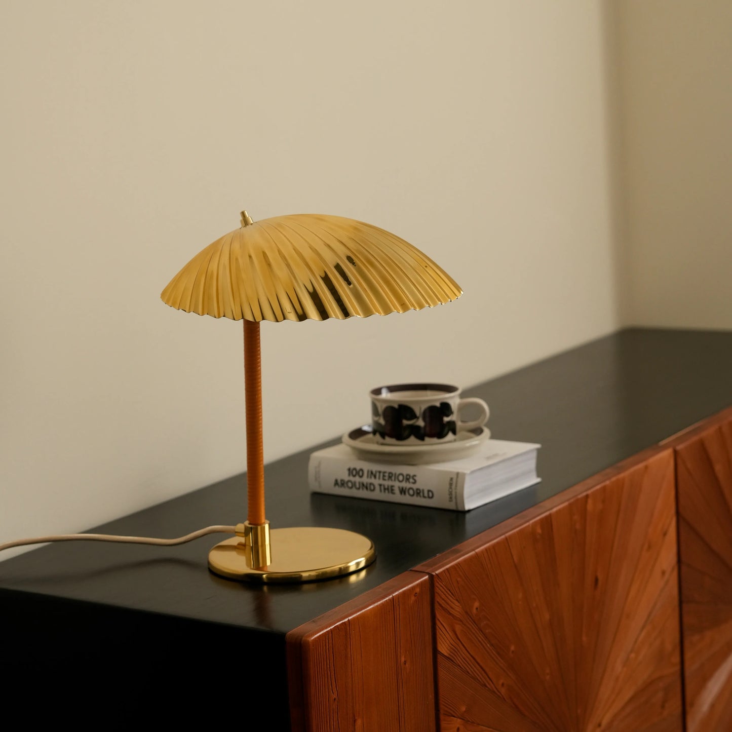 Pleated Brass Dome Table Lamp