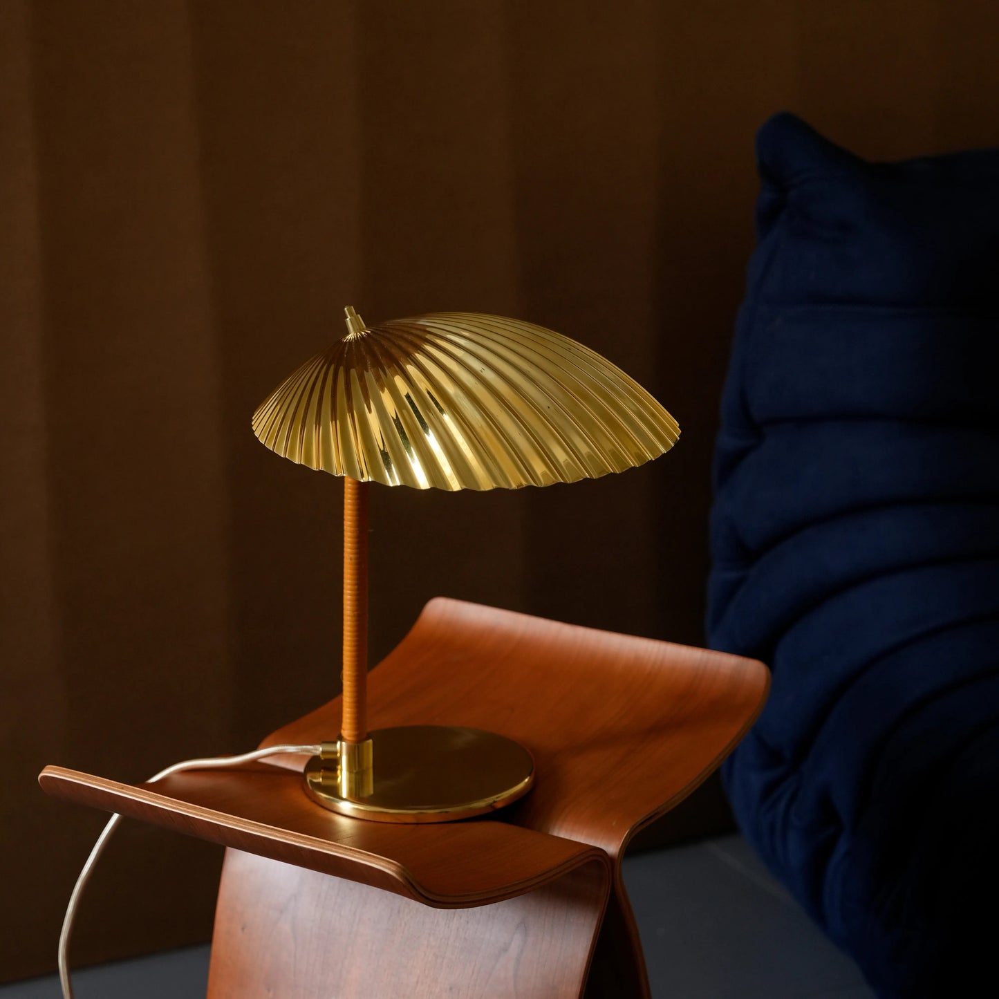 Pleated Brass Dome Table Lamp