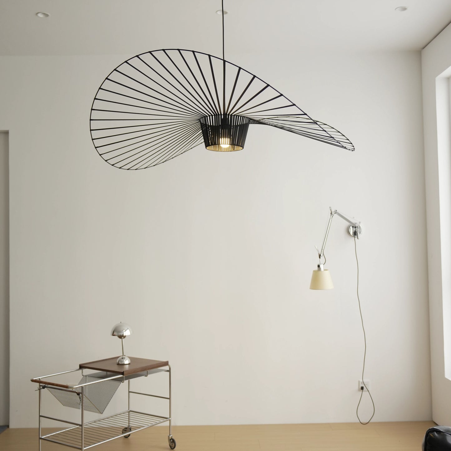 Sculptural Black Wire Pendant Light