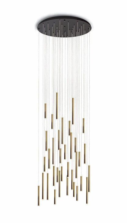 Bellini Round Metal Tubular Pendant Light Chandelier