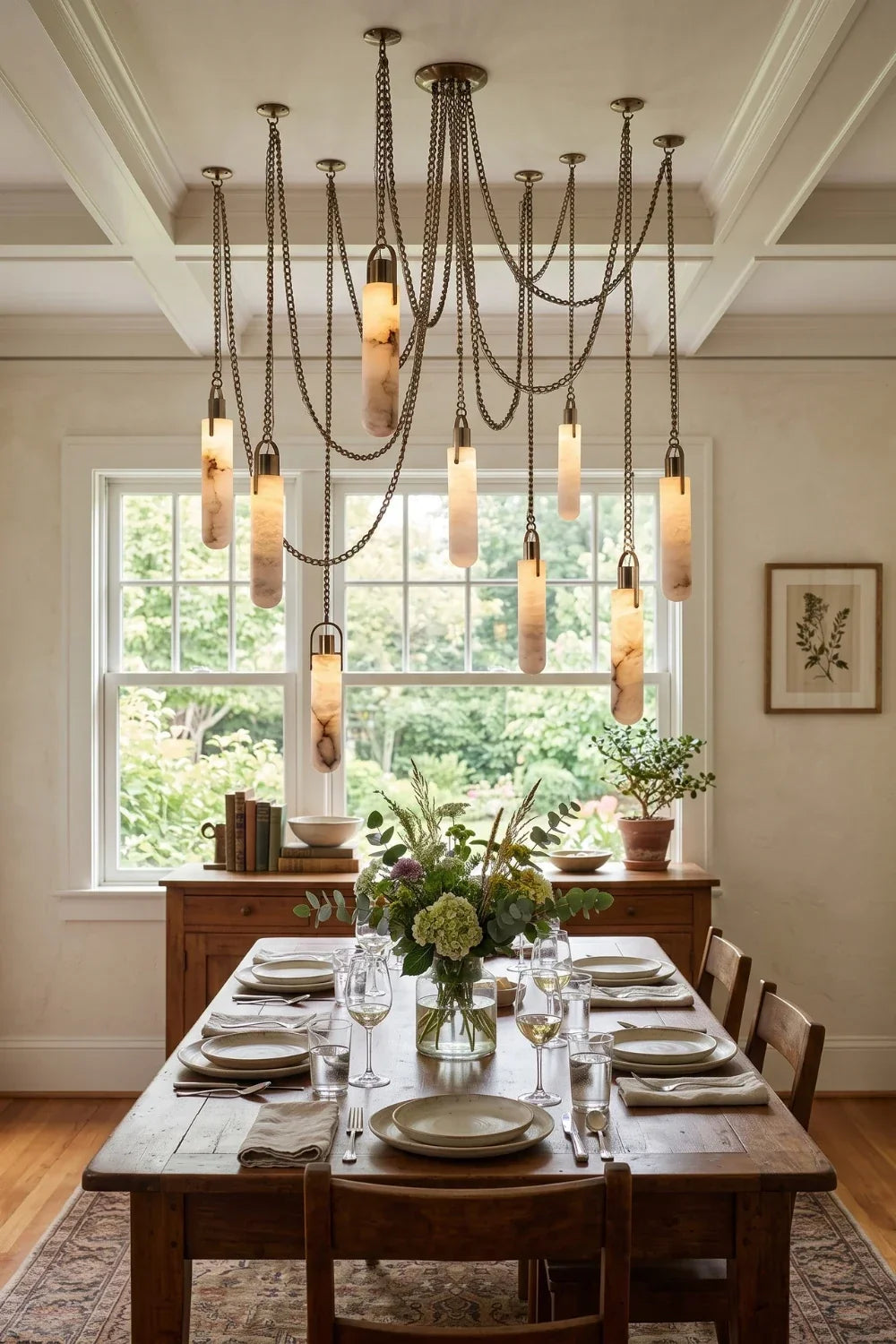 Multi-head Alabaster Cylindrical Chandelier - view 2 | morylighting