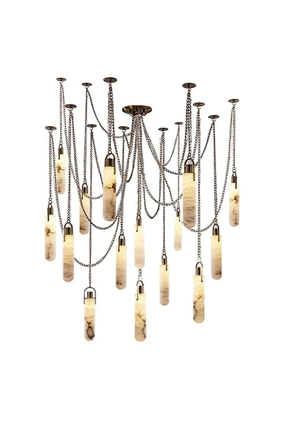 Multi-head Alabaster Cylindrical Chandelier - view 26 | morylighting