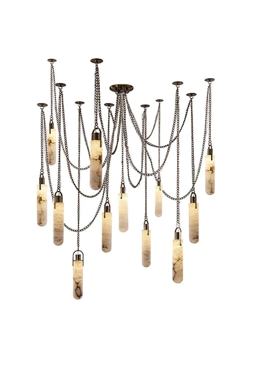 Multi-head Alabaster Cylindrical Chandelier - view 31 | morylighting