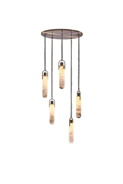 Multi-head Alabaster Cylindrical Chandelier - view 28 | morylighting