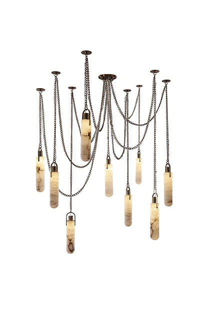 Multi-head Alabaster Cylindrical Chandelier - view 30 | morylighting