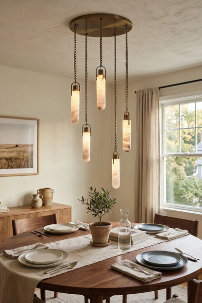 Multi-head Alabaster Cylindrical Chandelier - view 3 | morylighting