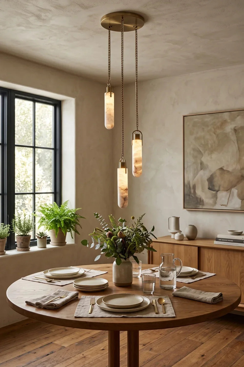 Multi-head Alabaster Cylindrical Chandelier - view 5 | morylighting