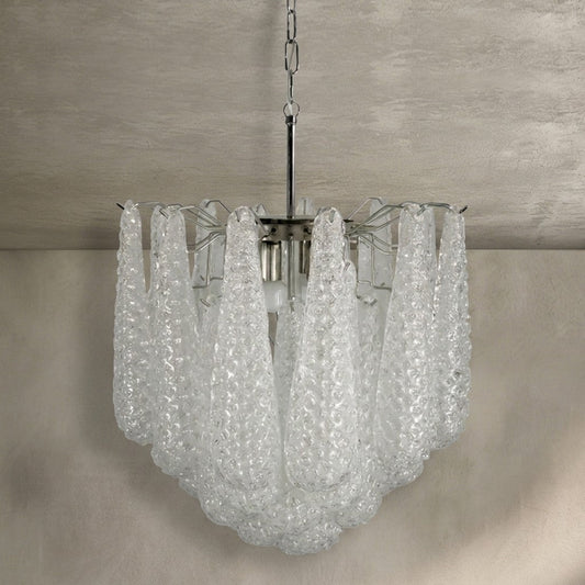 Murano Chandelier – Drop – 41 glasses – Opalino