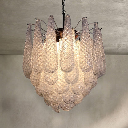 Murano Chandelier – Drop – 41 glasses – Opalino