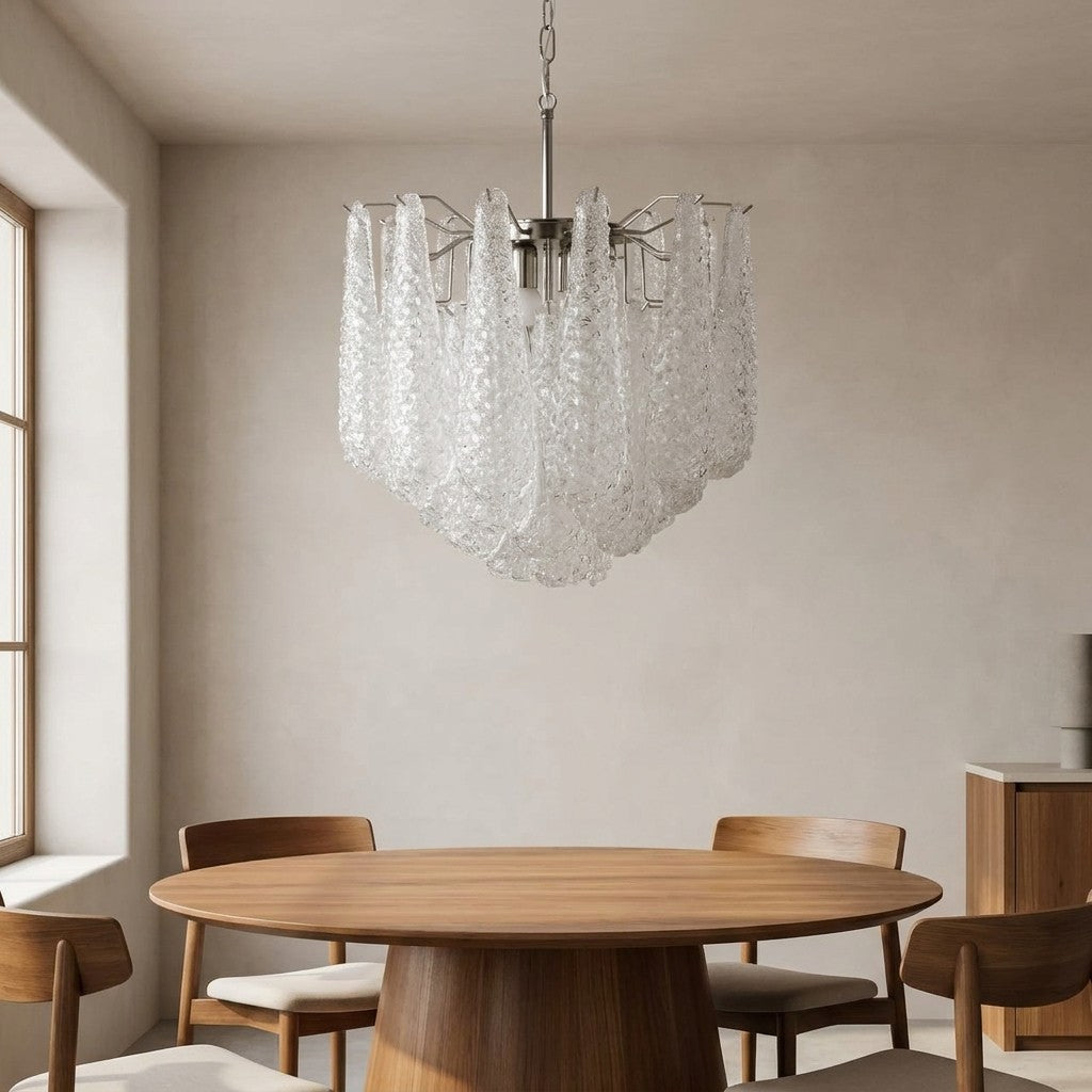 Murano Chandelier – Drop – 41 glasses – Opalino