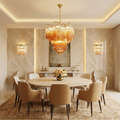 Murano Chandelier – Viennetta – 114 prisms – Amber