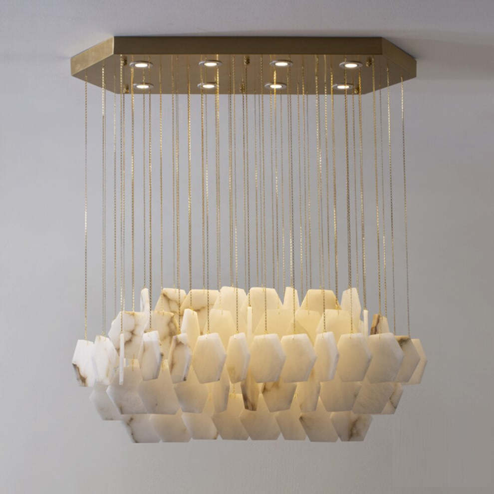 Natural Alabaster Cube Modern Chandelier | Morylighting (2)