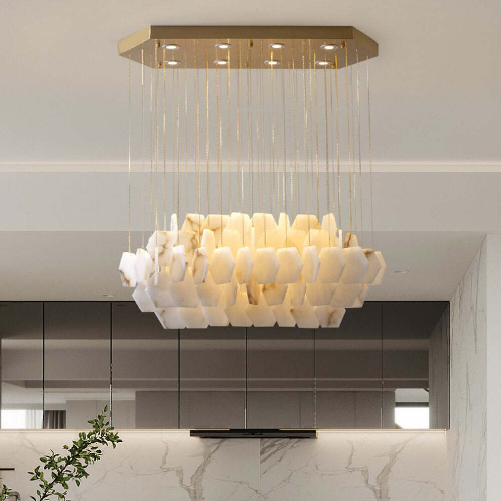 Natural Alabaster Cube Modern Chandelier | Morylighting (1)
