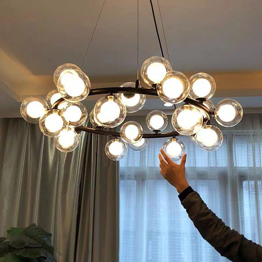 Modern Glass Round Chandelier For Living Room - morylighting