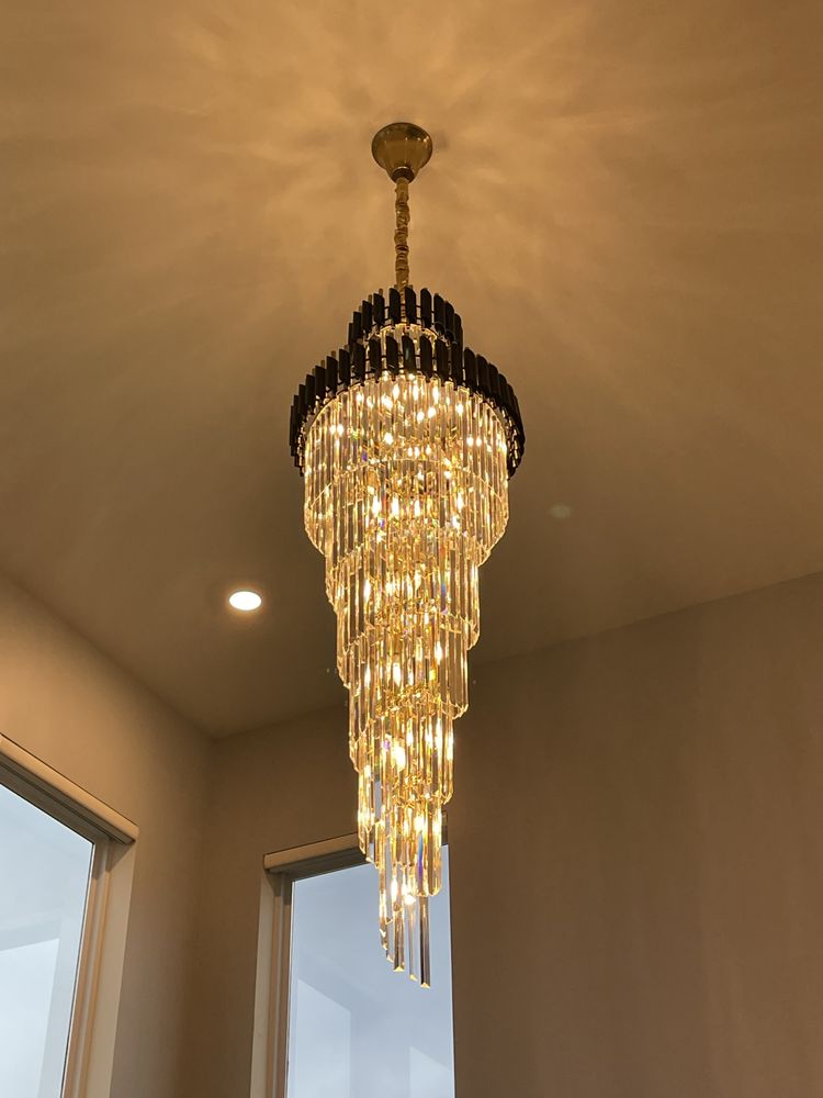 Morylighting Grand Spiral Crystal Foyer Chandelier - Background Shot