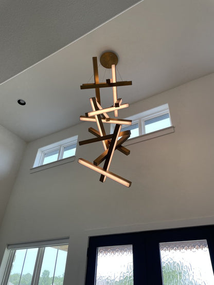 Modern Vertical Geometric Aluminum Chandelier for Staircase/Foyer/High-ceiling
