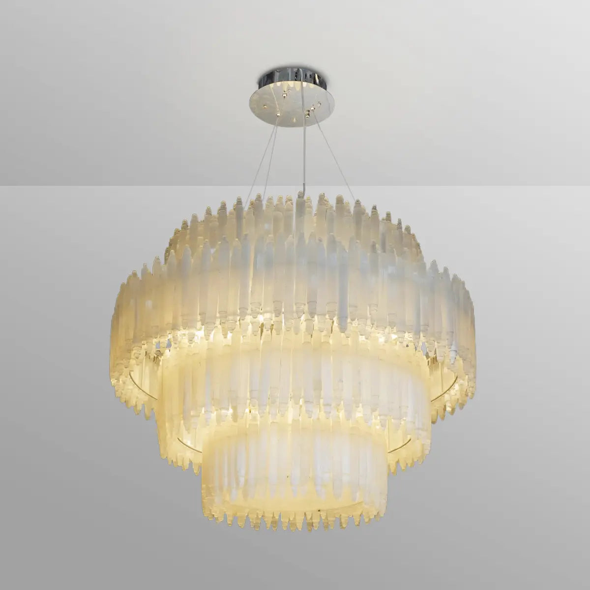 Art Selenite Layer Round Chandelier - morylighting