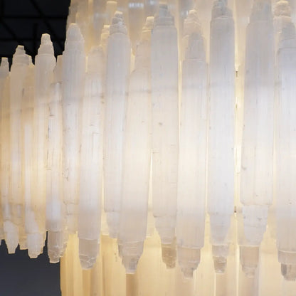 Art Selenite Layer Round Chandelier - morylighting