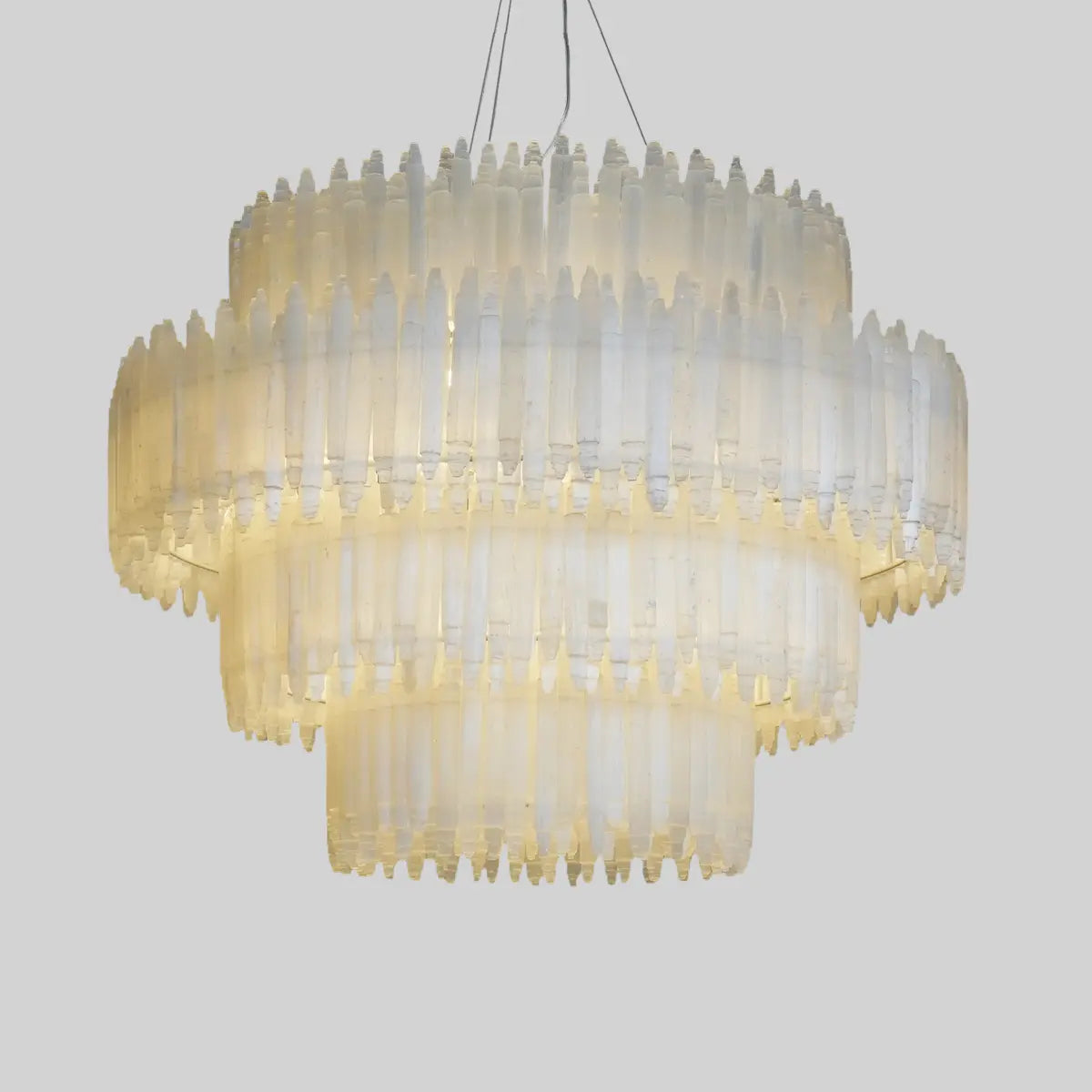 Art Selenite Layer Round Chandelier - morylighting