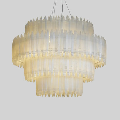 Art Selenite Layer Round Chandelier - morylighting