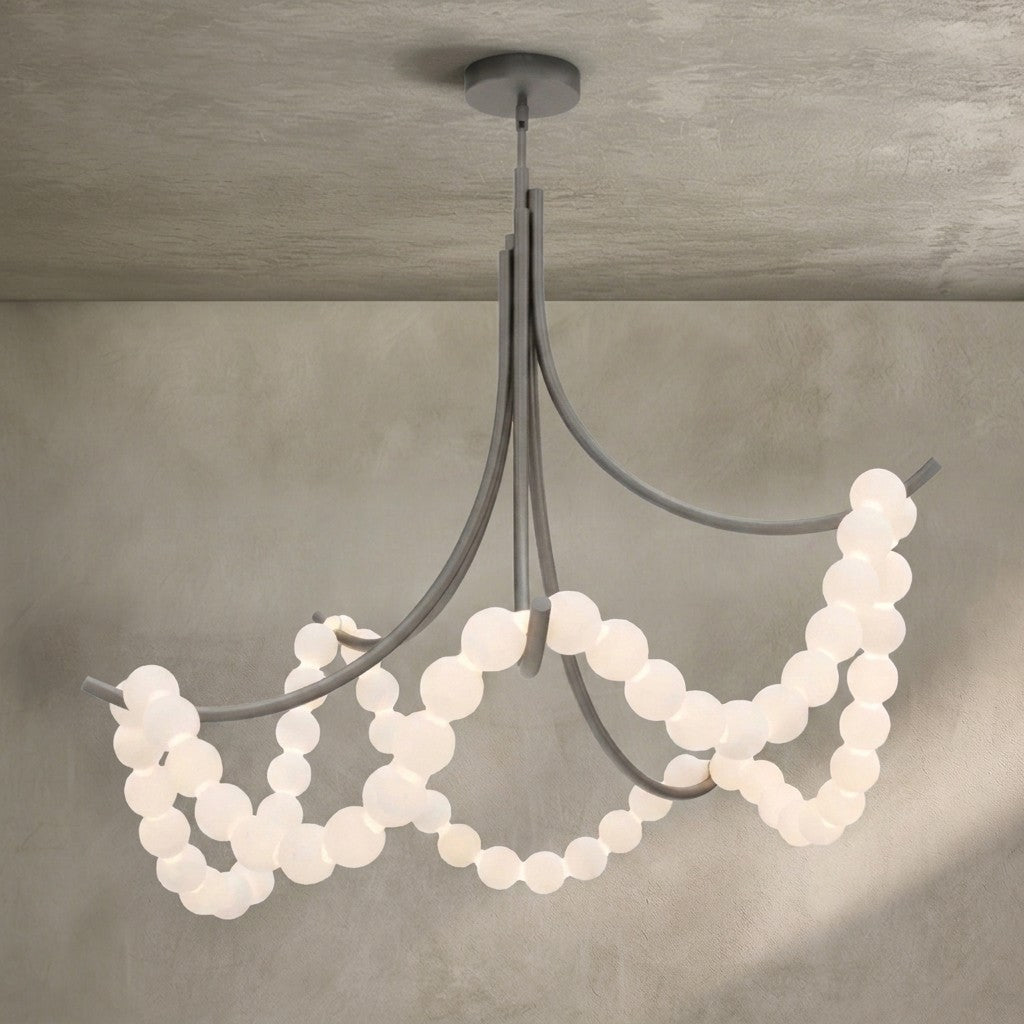 Cluster String Alabaster Beads Semi Flush Chandelier