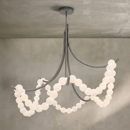 Cluster String Alabaster Beads Semi Flush Chandelier