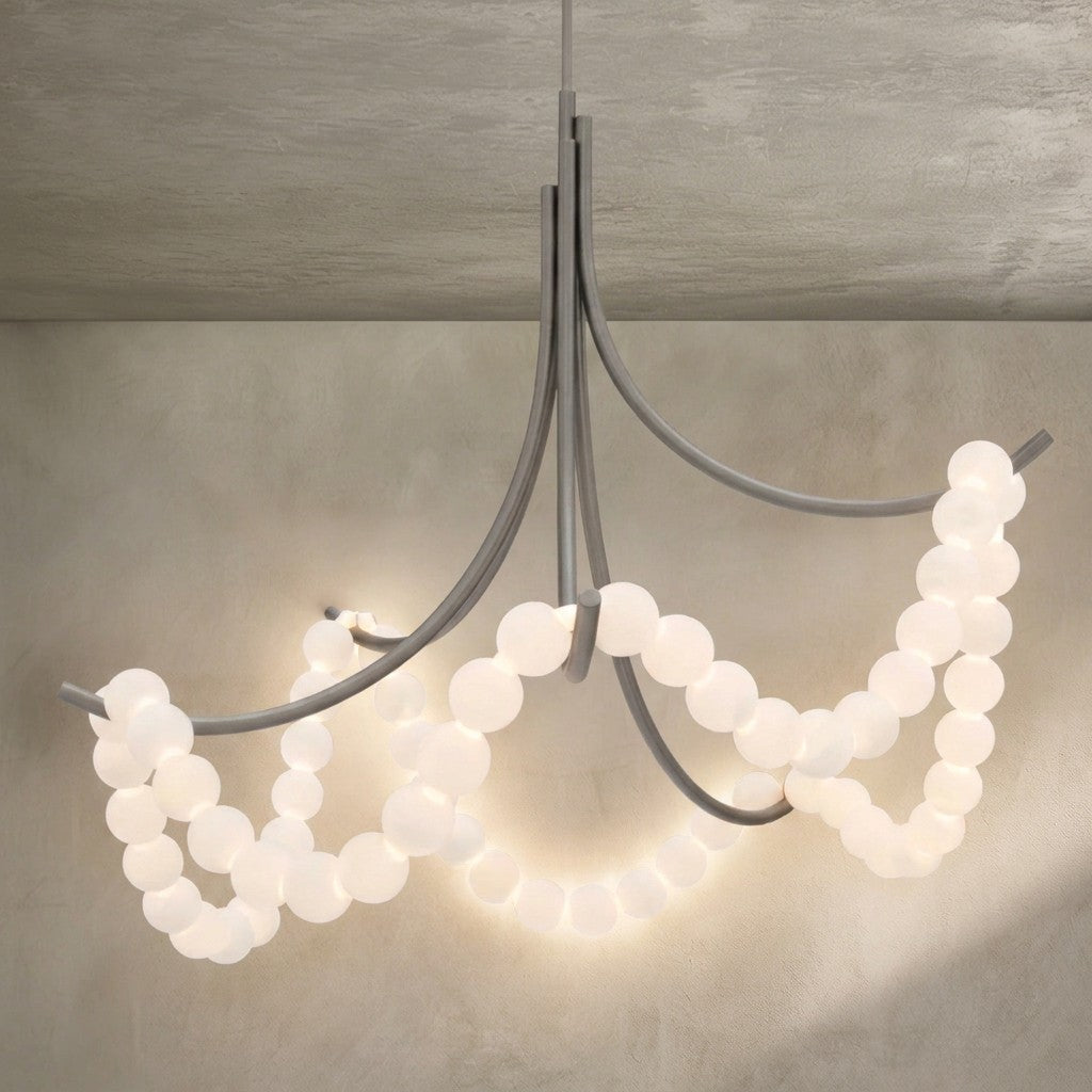 Cluster String Alabaster Beads Semi Flush Chandelier