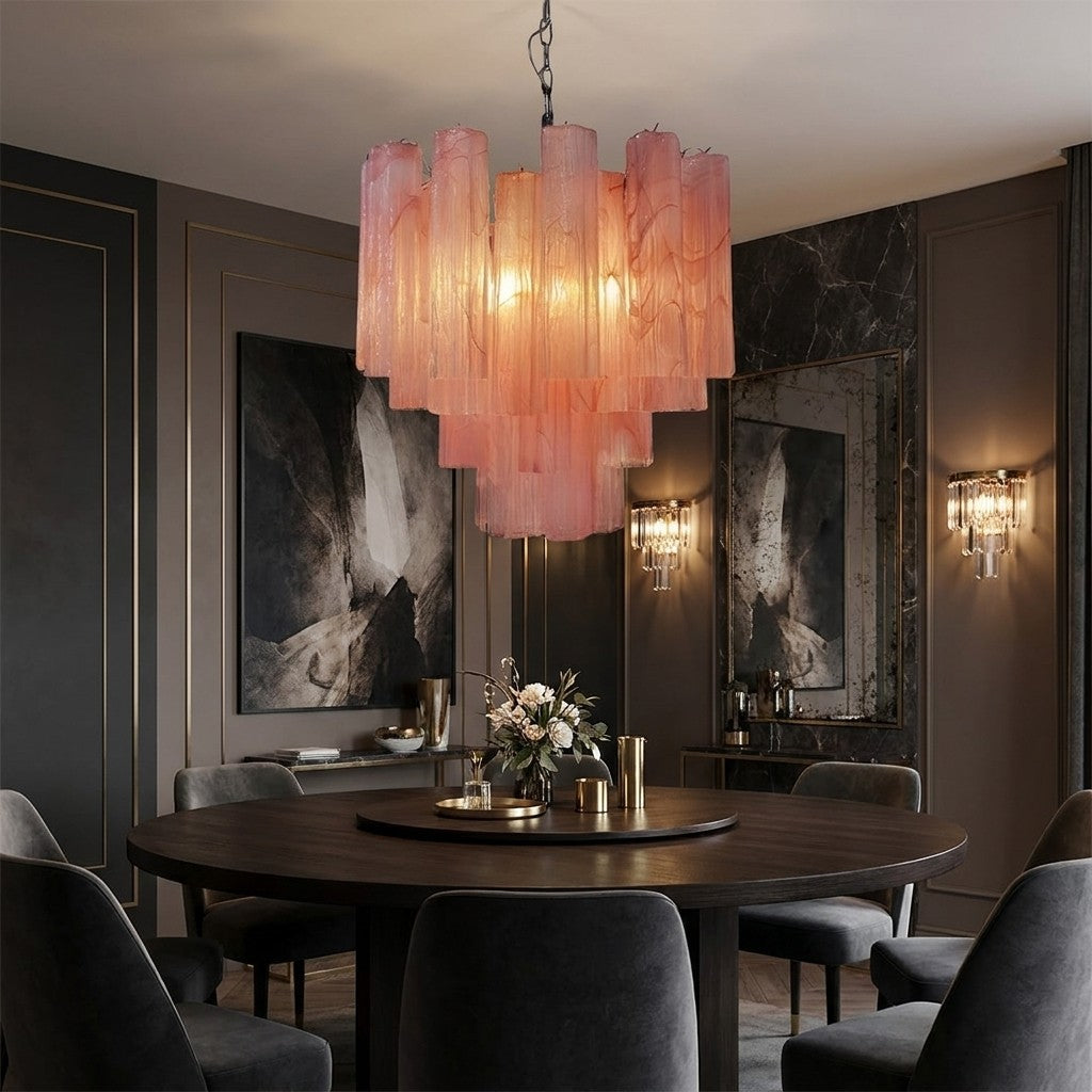 Pink Murano Glass Tronchi Chandelier