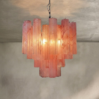 Pink Murano Glass Tronchi Chandelier