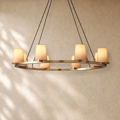 Pauillacia Fabric Shade Round Chandelier