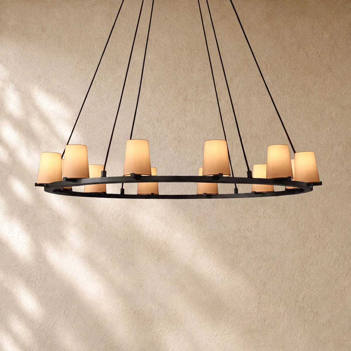 Pauillacia Fabric Shade Round Chandelier