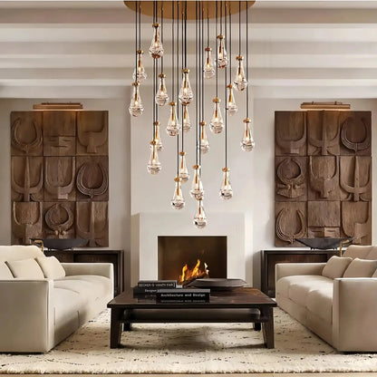 Raindrop Glass Linear Chandelier 54'' 72''-Blushlighting