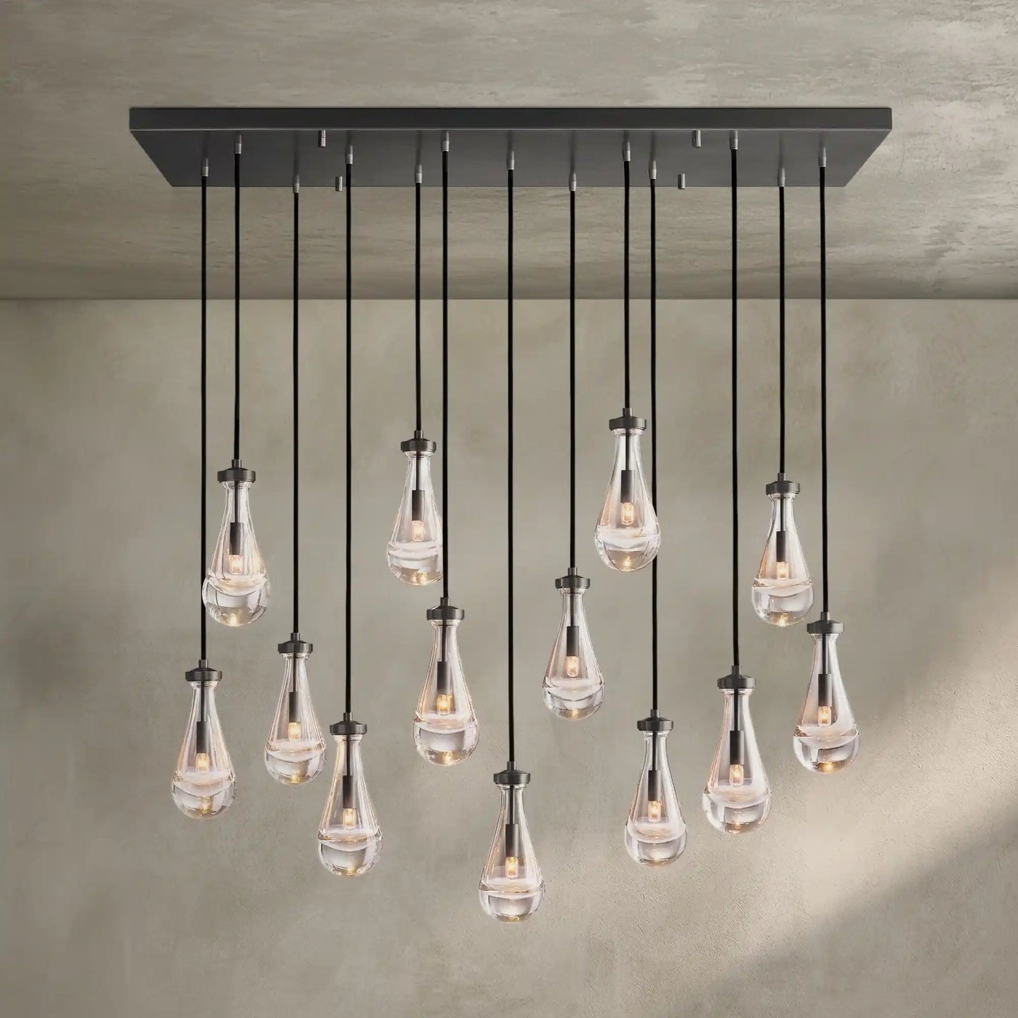 Raindrop Glass Linear Chandelier 54'' 72''