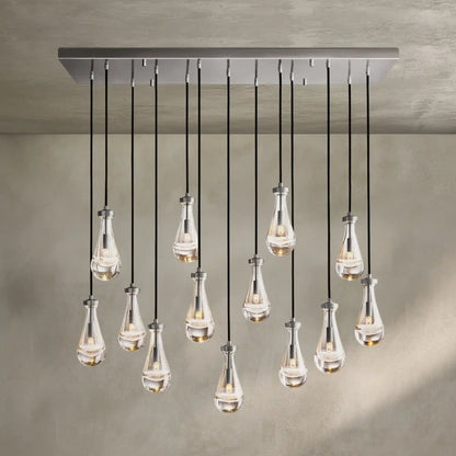 Raindrop Glass Linear Chandelier 54'' 72''