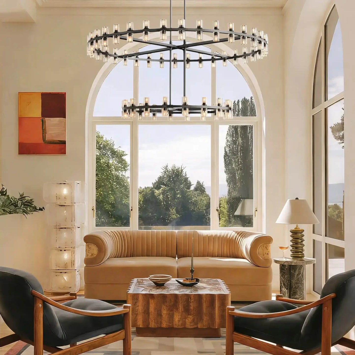 Reger Crystal 2-Tier Round Chandelier 60" for Living Room-Morylighting-Morylighting