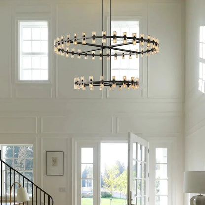 Reger Crystal 2-Tier Round Chandelier 60" for Living Room-Morylighting-Morylighting