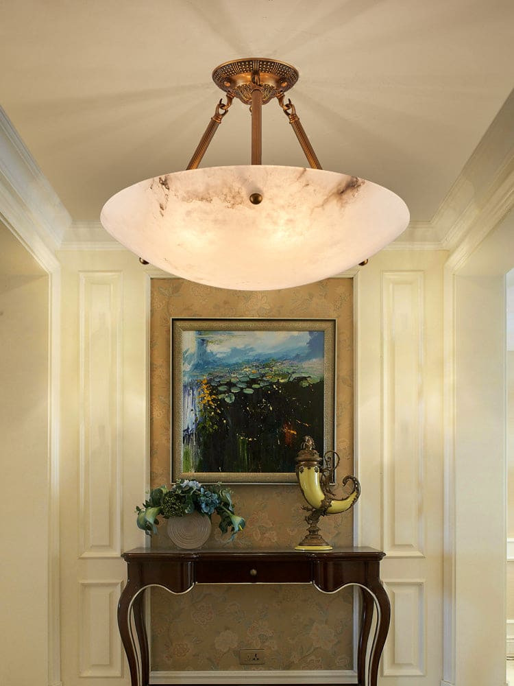 Vintage Round Alabaster Ceiling Lamp