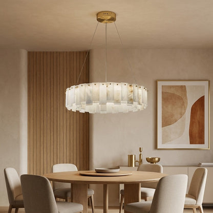 Round Alabaster Chandelier