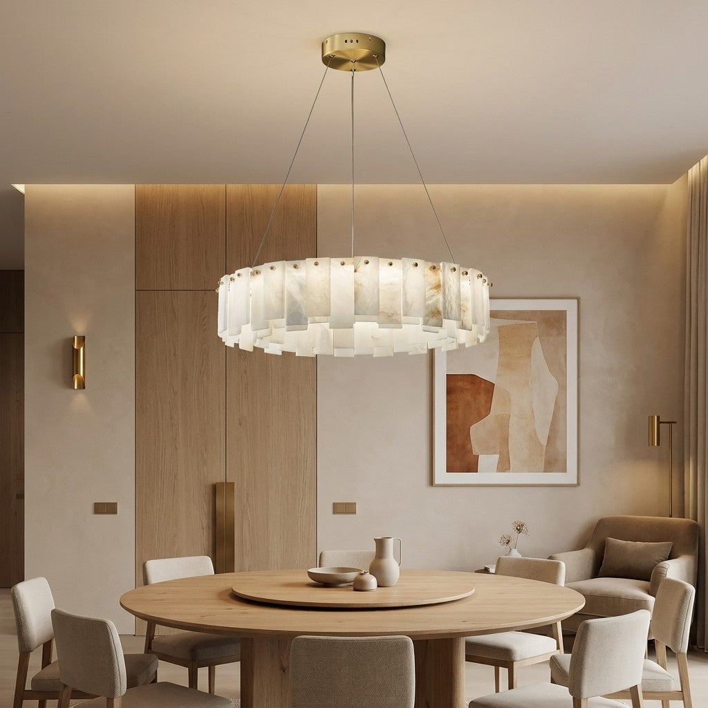 Round Alabaster Chandelier
