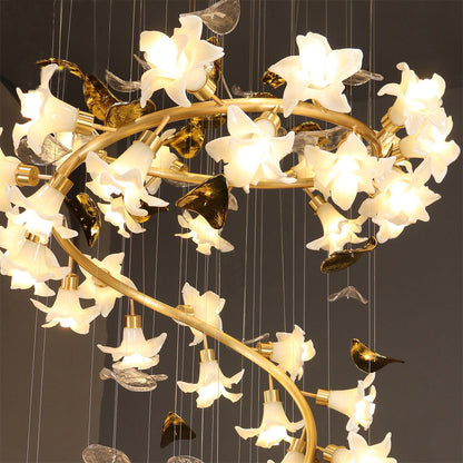 Morylighting Veridian Bloom Brass Branch Chandelier - Background Shot