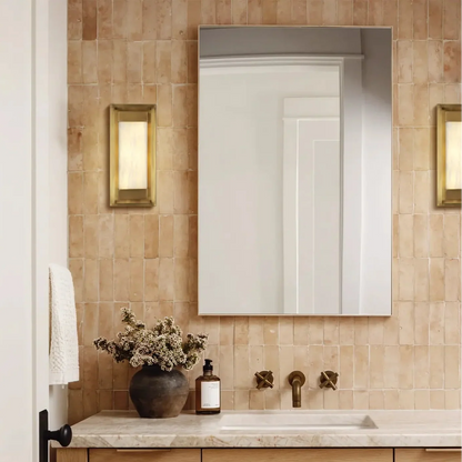 Maurizio Alabaster Square-Shaped Wall Sconces