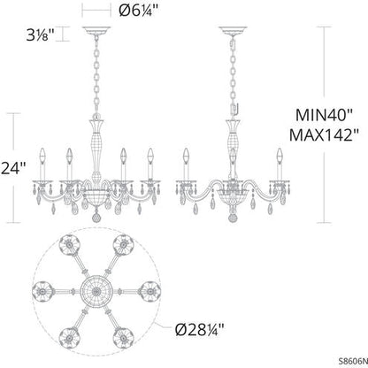 Sienna Marco 6-light chandelier 24"